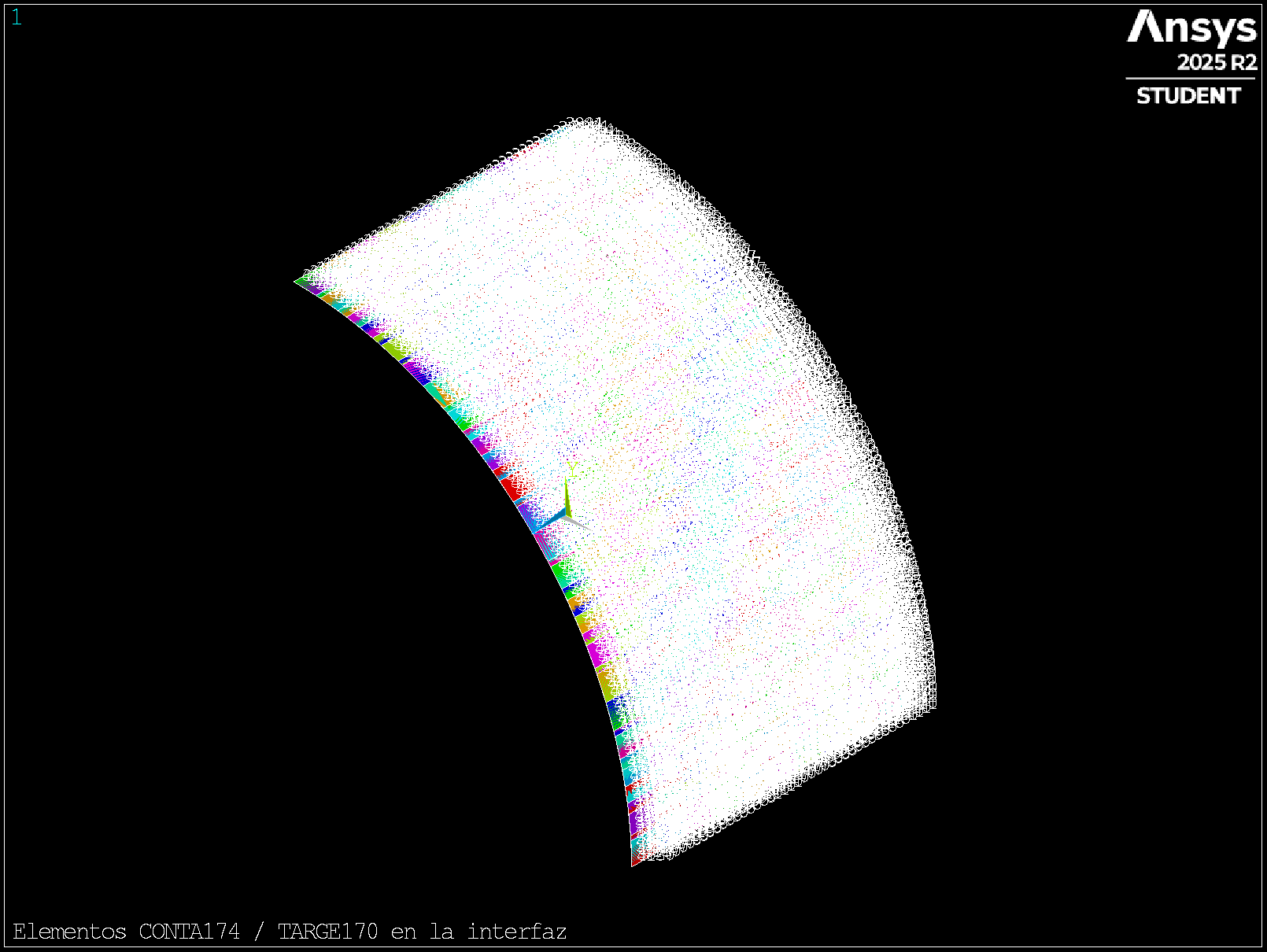 Contact and target elements at the interface